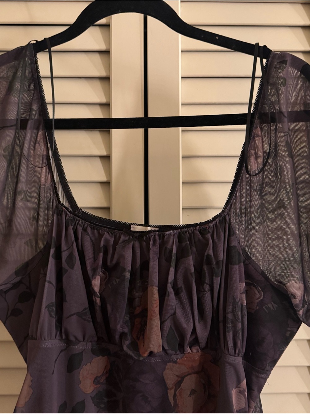 MAEVE Sheer Floral Midi Dress in Dusty Plum - Picture 2 of 4